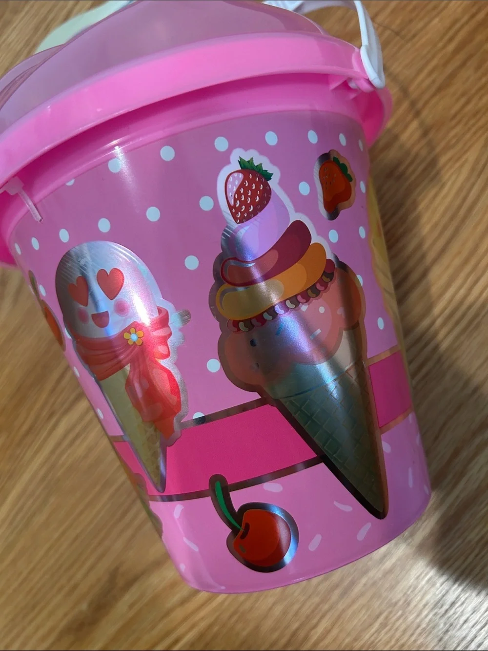 New Pink Ice Cream Cone Kids Pail and play set with Lid summer girls bucket